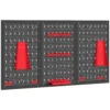 Opbergsysteem Wandrek 60 X 40 Cm, 28 Stks. Bakkenrek Met Haak Opbergvakken, Werkplaatsrek, Zwart+Rood