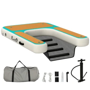 Opblaasbare Honden Waterhelling Hondenhelling Zwembad 151x102 Cm Draagbaar Hondenboot Met Antislip EVA Oppervlak Oranje