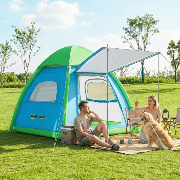 Opblaasbare Tent 3 Personen Snelle Opbouw Outdoor Camping Tent Met Luchtpomp Meshraam Afneembaar Dak
