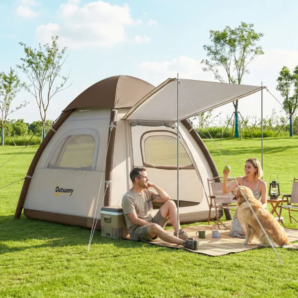 Opblaasbare Tent 3 Personen Snelle Opbouw Outdoor Camping Tent Met Luchtpomp Meshraam Afneembaar Dak