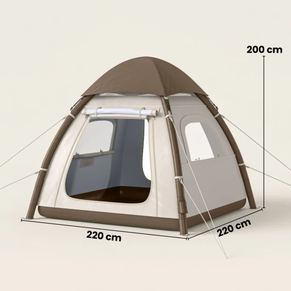 Opblaasbare Tent 3 Personen Snelle Opbouw Outdoor Camping Tent Met Luchtpomp Meshraam Afneembaar Dak
