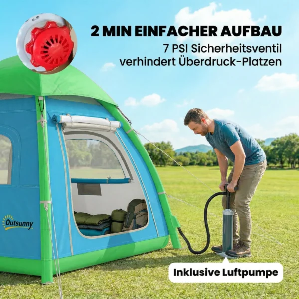 Opblaasbare Tent 3 Personen Snelle Opbouw Outdoor Camping Tent Met Luchtpomp Meshraam Afneembaar Dak