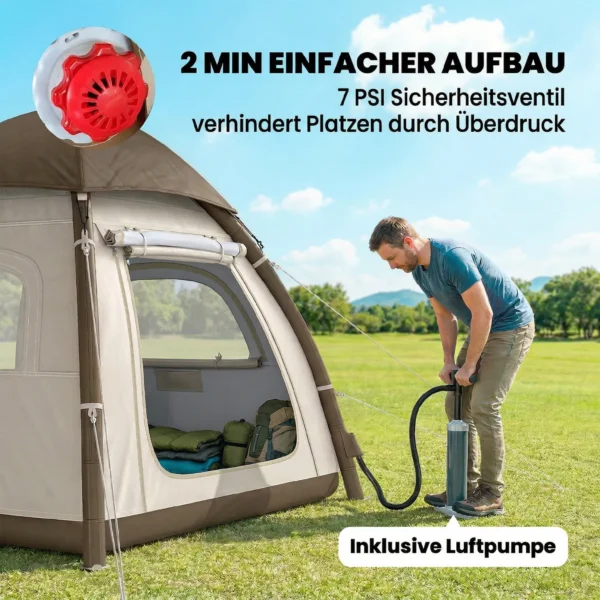 Opblaasbare Tent 3 Personen Snelle Opbouw Outdoor Camping Tent Met Luchtpomp Meshraam Afneembaar Dak