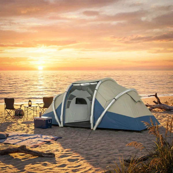 Opblaasbare Tent 4 Personen Snelle Opbouw Outdoor Camping Tent Met 2 Slaapkamers Mesh Venster Luifel