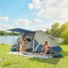 Opblaasbare Tent 4 Personen Snelle Opbouw Outdoor Camping Tent Met 2 Slaapkamers Mesh Venster Luifel