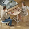 Opklapbare Eettafel, 80 Cm Ronde Klaptafel Met Stalen Frame, Ruimte Voor 2 4 Personen, Natuurhout Uiterlijk