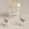 Opklapbare Eettafel, 80 Cm Ronde Klaptafel Met Stalen Frame, Ruimte Voor 2 4 Personen, Natuurhout Uiterlijk