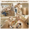 Opklapbare Eettafel, 80 Cm Ronde Klaptafel Met Stalen Frame, Ruimte Voor 2 4 Personen, Natuurhout Uiterlijk