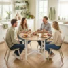 Opklapbare Eettafel, 80 Cm Ronde Klaptafel Met Stalen Frame, Ruimte Voor 2 4 Personen, Natuurhout Uiterlijk