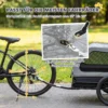 Opvouwbare Fietskar Voor Middelgrote Honden Tot 20kg Met Neerklapbare Helling, Reflectoren, Riem, Vlag, Grijs