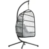 Opvouwbare Hangstoel Met Frame Van Polyrattan, Hangmand Met Kussen, Veiligheidsgordel, Hoofdsteun, Banden, In Hoogte Verstelbaar