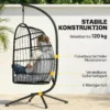 Opvouwbare Hangstoel Met Frame Van Polyrattan, Hangmand Met Kussen, Veiligheidsgordel, Hoofdsteun, Banden, In Hoogte Verstelbaar