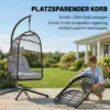 Opvouwbare Hangstoel Met Frame Van Polyrattan, Hangmand Met Kussen, Veiligheidsgordel, Hoofdsteun, Banden, In Hoogte Verstelbaar