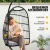 Opvouwbare Hangstoel Met Frame Van Polyrattan, Hangmand Met Kussen, Veiligheidsgordel, Hoofdsteun, Banden, In Hoogte Verstelbaar
