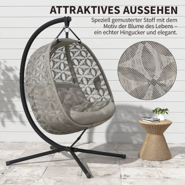 Opvouwbare Hangstoel Met Frame Voor 2 Personen, Hangmand Met Dik Kussen, Drankhouders, Veiligheidsgordel