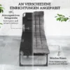 Opvouwbare Zonneligstoel Brede Tuinligstoel Met 5 voudig Verstelbare Rugleuning, Gevoerde Matras, Hoofdsteun, Zijtas