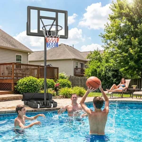Outdoor Basketbalring 135 305cm Snel Hoogteverstelbaar Basketbalstandaard Met 110x70cm Breukvaste Achterwand 2 Wielen