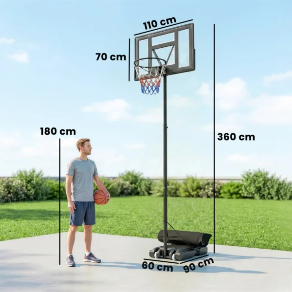 Outdoor Basketbalring 135 305cm Snel Hoogteverstelbaar Basketbalstandaard Met 110x70cm Breukvaste Achterwand 2 Wielen