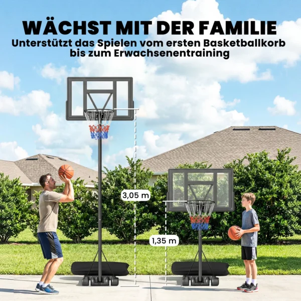 Outdoor Basketbalring 135 305cm Snel Hoogteverstelbaar Basketbalstandaard Met 110x70cm Breukvaste Achterwand 2 Wielen