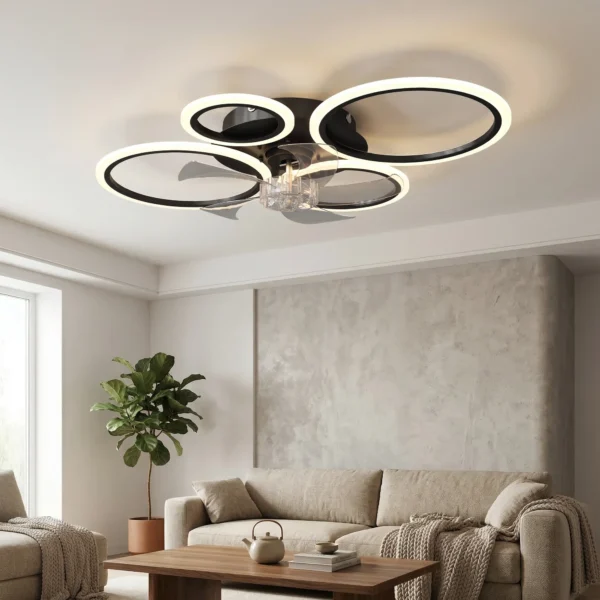 Plafondventilator Met Licht En Afstandsbediening, 77 Cm LED plafondventilator Met 3 Lichtkleuren, 6 Snelheden, Timer