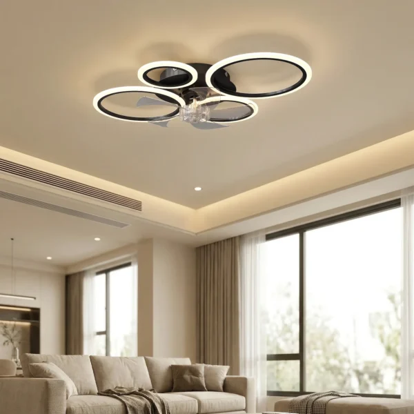 Plafondventilator Met Licht En Afstandsbediening, 77 Cm LED plafondventilator Met 3 Lichtkleuren, 6 Snelheden, Timer