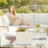 Polyrattan Tuinmeubelset 4 delig, Lounge Set Met Hoekbank Tweepersoonsbank Glazen Tafel Afneembare Kussens Voor Maximaal 5 Personen