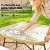 Polyrattan Tuinmeubelset 4 delig, Lounge Set Met Hoekbank Tweepersoonsbank Glazen Tafel Afneembare Kussens Voor Maximaal 5 Personen