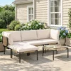 Polyrattan Tuinmeubelset 5 delig Lounge Set Met 3 Stoelen Glazen Tafel Kruk Breed & Diep Zit Afneembaar Kussen