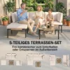 Polyrattan Tuinmeubelset 5 delig Lounge Set Met 3 Stoelen Glazen Tafel Kruk Breed & Diep Zit Afneembaar Kussen