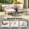 Polyrattan Tuinmeubelset 5 delig Lounge Set Met 3 Stoelen Glazen Tafel Kruk Breed & Diep Zit Afneembaar Kussen