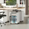 Printerstandaard Printertafel Met 2 Open Rekken En Vergrendelbare Wielen Voor Kantoor, Thuis, Fax, Scanner 40 X 35 X 56 Cm Wit
