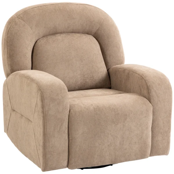 Relaxfauteuil, 360° Draaibare Ligstoel Met Wolkenzachte Fluweelstof, Brede Zitting, Voor Woonkamer, Khaki