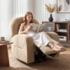 Relaxfauteuil, 360° Draaibare Ligstoel Met Wolkenzachte Fluweelstof, Brede Zitting, Voor Woonkamer, Khaki