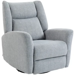 Relaxfauteuil, Draaibare Televisiefauteuil Met Ligfunctie, Brede Diepe Zitplaats, Krasbestendige Stof Voor Woonkamer, Lichtgrijs