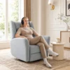 Relaxfauteuil, Draaibare Televisiefauteuil Met Ligfunctie, Brede Diepe Zitplaats, Krasbestendige Stof Voor Woonkamer, Lichtgrijs