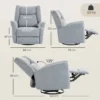 Relaxfauteuil, Draaibare Televisiefauteuil Met Ligfunctie, Brede Diepe Zitplaats, Krasbestendige Stof Voor Woonkamer, Lichtgrijs