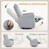 Relaxfauteuil, Draaibare Televisiefauteuil Met Ligfunctie, Brede Diepe Zitplaats, Krasbestendige Stof Voor Woonkamer, Lichtgrijs