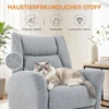 Relaxfauteuil, Draaibare Televisiefauteuil Met Ligfunctie, Brede Diepe Zitplaats, Krasbestendige Stof Voor Woonkamer, Lichtgrijs