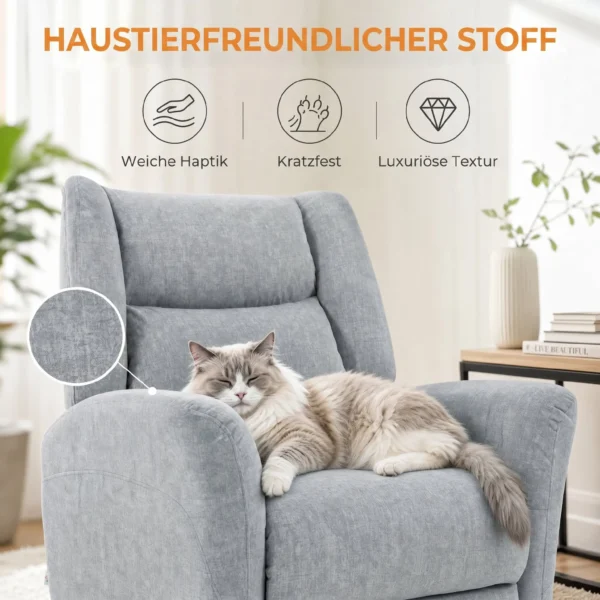 Relaxfauteuil, Draaibare Televisiefauteuil Met Ligfunctie, Brede Diepe Zitplaats, Krasbestendige Stof Voor Woonkamer, Lichtgrijs