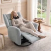Relaxfauteuil, Draaibare Televisiefauteuil Met Ligfunctie, Brede Diepe Zitplaats, Krasbestendige Stof Voor Woonkamer, Lichtgrijs