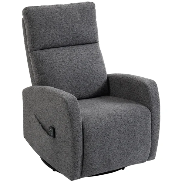 Relaxfauteuil Draaibare TV fauteuil Met Warmte En Vibratiemassage, Ligfunctie, Schommelfunctie Donkergrijs