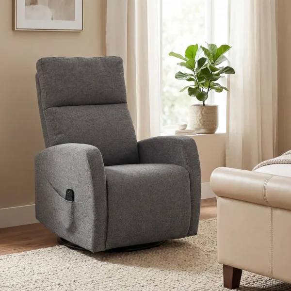 Relaxfauteuil Draaibare TV fauteuil Met Warmte En Vibratiemassage, Ligfunctie, Schommelfunctie Donkergrijs