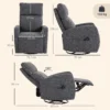 Relaxfauteuil Draaibare TV fauteuil Met Warmte En Vibratiemassage, Ligfunctie, Schommelfunctie Donkergrijs