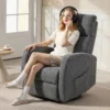 Relaxfauteuil Draaibare TV fauteuil Met Warmte En Vibratiemassage, Ligfunctie, Schommelfunctie Donkergrijs