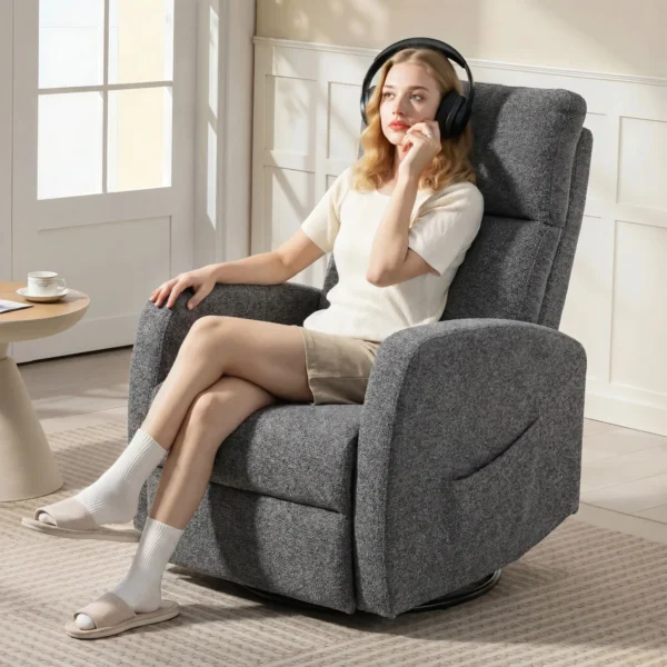 Relaxfauteuil Draaibare TV fauteuil Met Warmte En Vibratiemassage, Ligfunctie, Schommelfunctie Donkergrijs