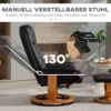 Relaxstoel Met Voetenbank, Draaibaar & Kantelbaar, Kunstlederen Bekleding, Tot 150 Kg, Houten Frame, Zwart
