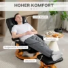 Relaxstoel Met Voetenbank, Draaibaar & Kantelbaar, Kunstlederen Bekleding, Tot 150 Kg, Houten Frame, Zwart