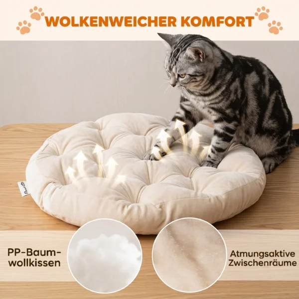 Rieten Kattenbed Met Afneembaar Kussen, Kattenmand Voor Katten Tot 10 Kg, 50 X 50 X 25 Cm, Lichtbruin
