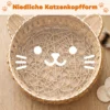Rieten Kattenbed Met Afneembaar Kussen, Kattenmand Voor Katten Tot 10 Kg, 50 X 50 X 25 Cm, Lichtbruin