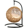 Rieten Kattenbed Met Wasbaar Kussen En Speelbal, Voor Katten Tot 10 Kg, 45 X 41 X 75 Cm, Lichtbruin